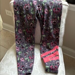 Floral Leggings - Gray and Pink - Women’s workout wear